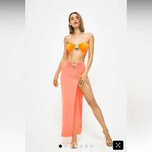 Two piece set slit skirt